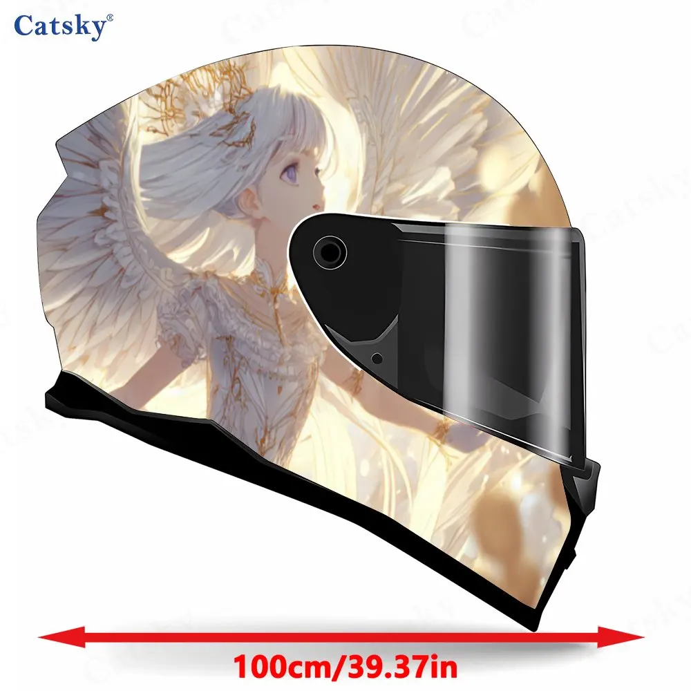 Ethereal Anime Girl with Wings Full - helmet wrap stickers, motorcycle helmets with racing - pattern decals  and vinyl - helmet