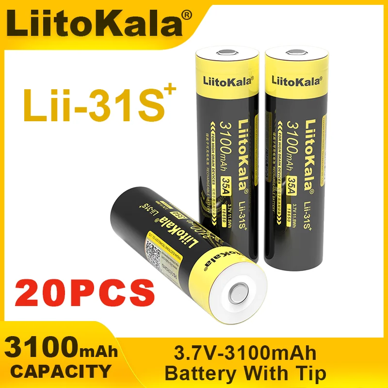 

Новинка, оригинальный аккумулятор LiitoKala с наконечником 18650, литий-ионный аккумулятор 3,7 в, мА, 35 А, 20 шт.