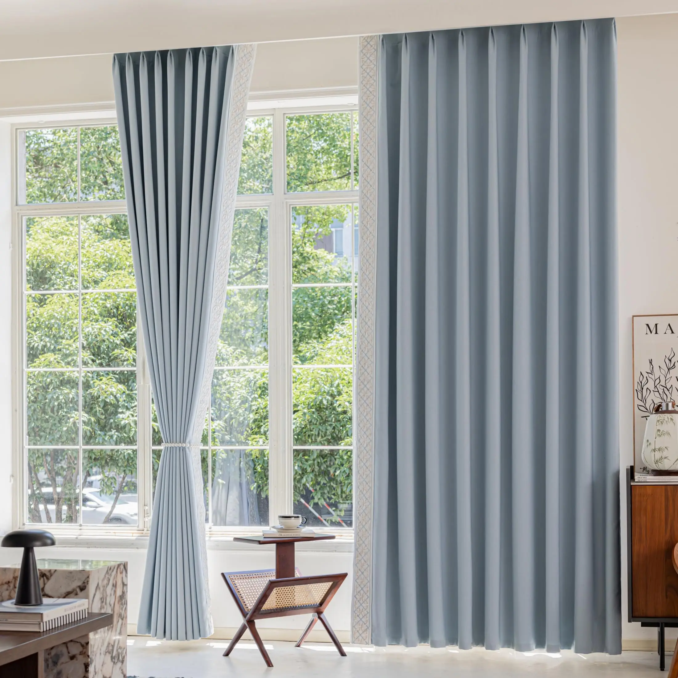 Curtains with Trim Memory Trained 2 Panels (50w x 102L)