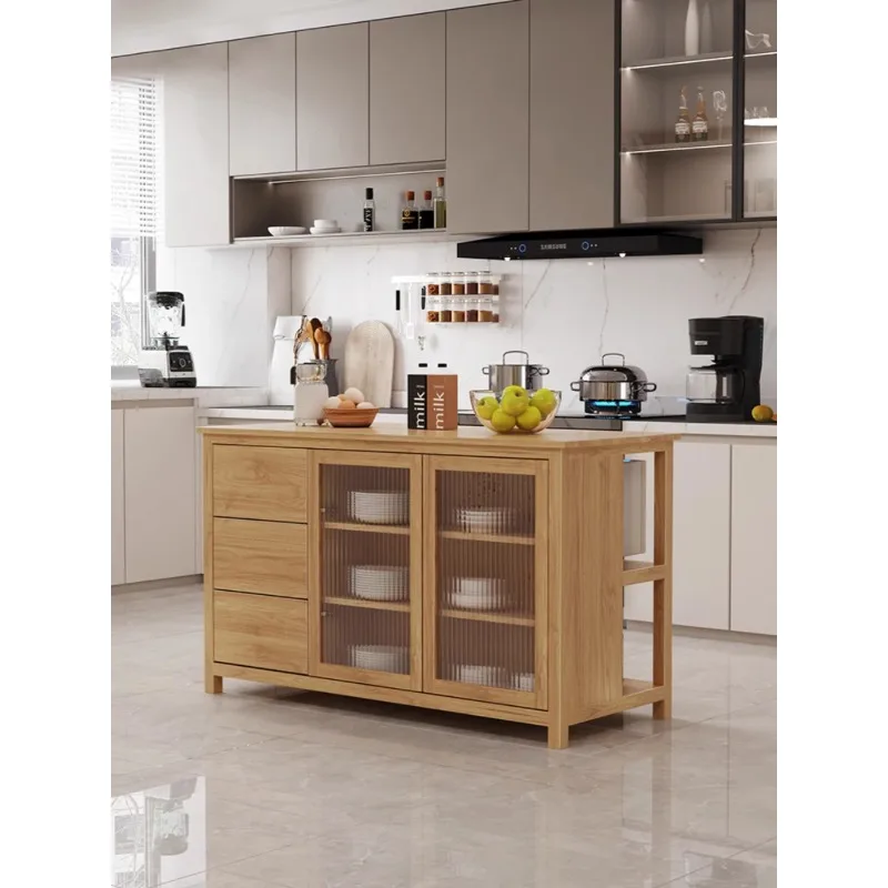 Island cabinet, separate solid wood dining side cabinet, storage, kitchen, middle island cooking table, movable operation table,