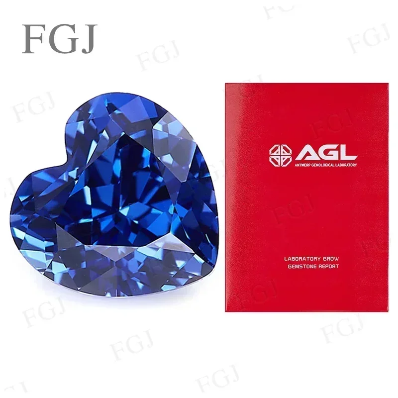 Lab Grown Sapphire Heart Shape Blue Wholesale 3x3mm-9x9mm Sizes Loose Stones Top Quality Jewelry Making Gift DIY With AGL