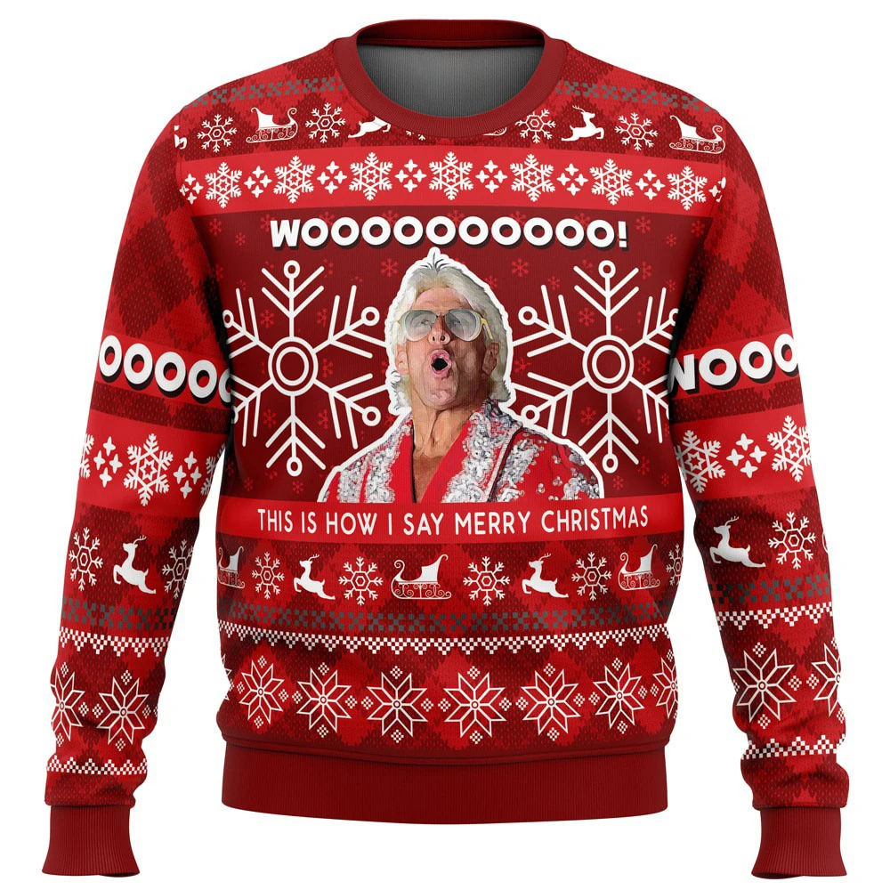 Flair Pro Wrestling Ugly Christmas Sweater Funny Holiday Party Pullover Warm Cozy Plus Size Sweater for Men Xmas Gift 2026