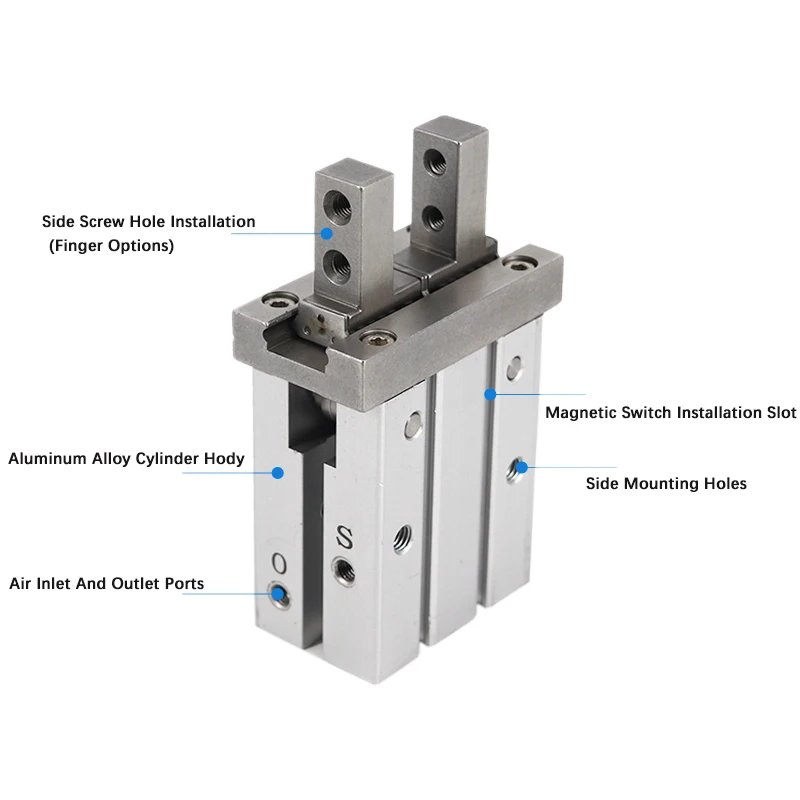 MHZ2-10/16/25/32/40D1/D2/D3 Pneumatic Finger Cylinder Parallel Gripper Side Thread  Aluminium Clamps