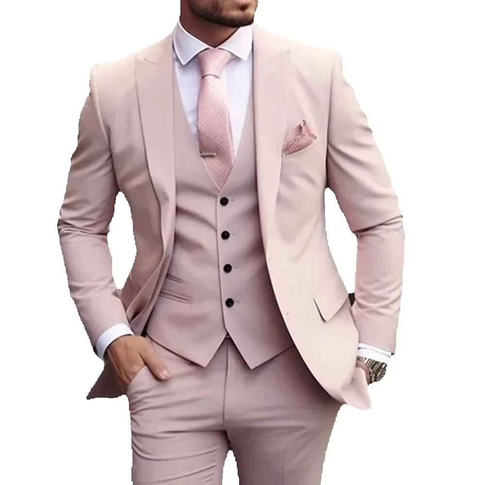 

3 Piece Luxury Men's Suits Jacket Pants Vest Slim Fit Banquet Custom Made Formal Occasion Wedding Clothing