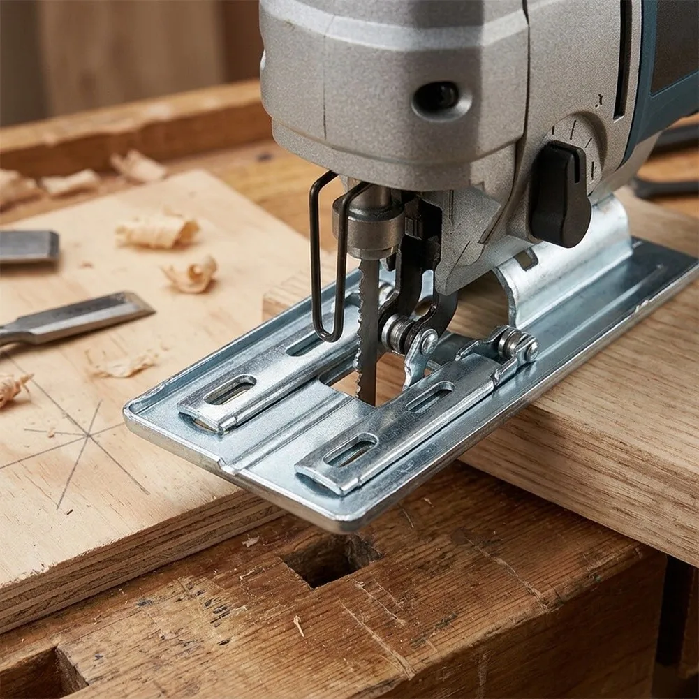 Silver Metal Jig Saw Guide Wheel And Base Plate Set 3 Rollers Plate For 55 For Jigsaw  Machine Reciprocating Rod P'ower Tool Par
