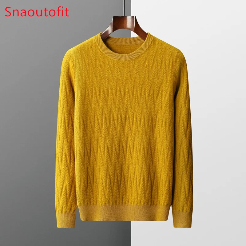 

Men's Round Neck Cashmere Wool Sweater Men's Autumn and Winter Thickened Large Size Sweater Loose Warm Top Casual Men's Jumper