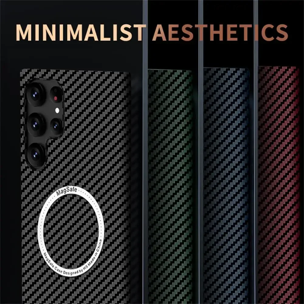 حافظة مغناطيسية رفيعة للغاية من ألياف الكربون لهاتف Magsafe Samsung Galaxy S25 S24 S23 Ultra S22 S21 Plus S25+ S24+ Mac غطاء غير لامع آمن #3