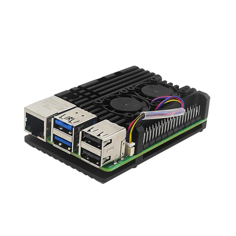 M05K для Raspberry Pi 5, корпус из алюминиевого сплава, радиатор, корпус с пассивным охлаждением для Raspberry Pi 5 с двойным охлаждающим вентилятором