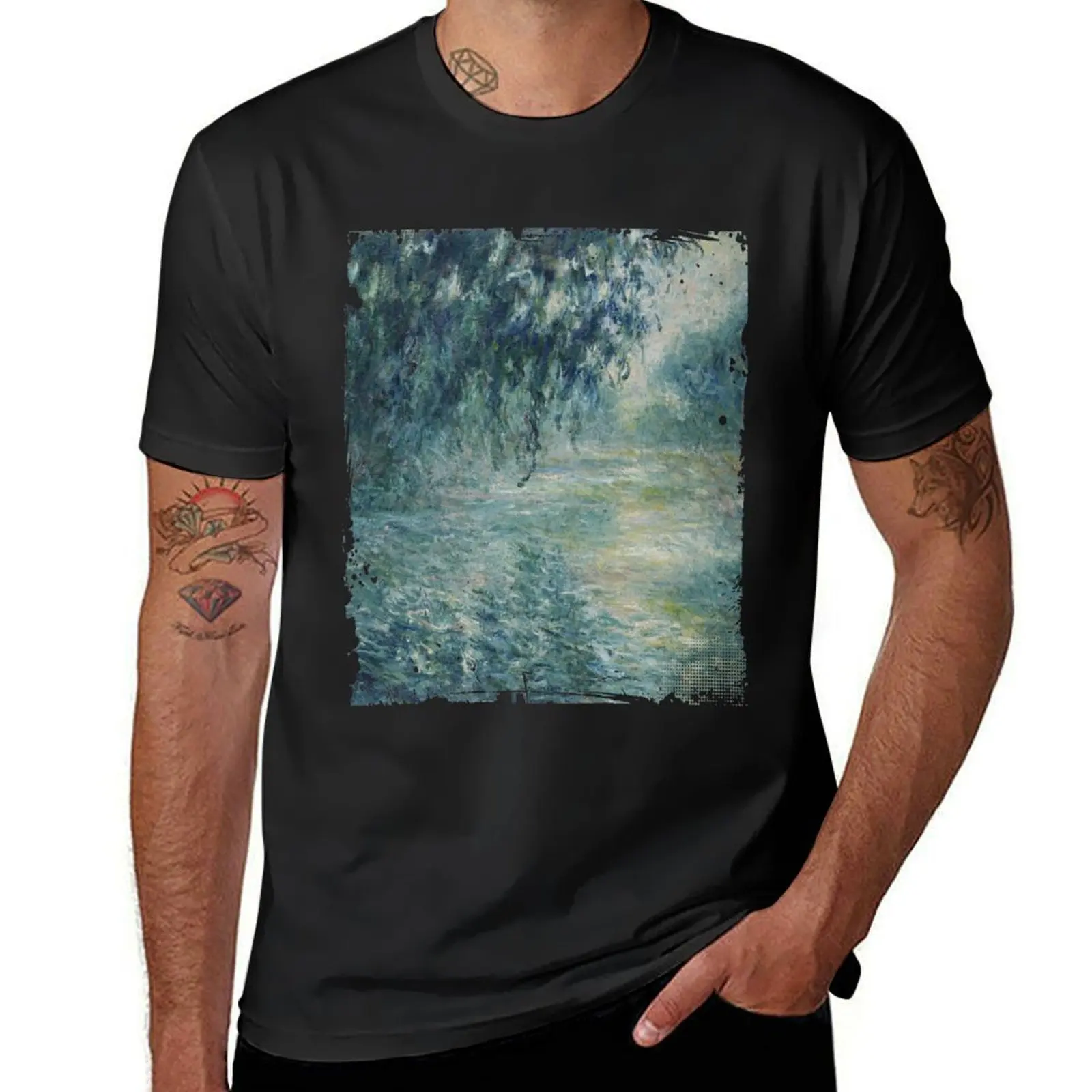 Morning on the Seine, 1898- Claude Monet T-Shirt shirts graphic tees anime plain t shirts for men