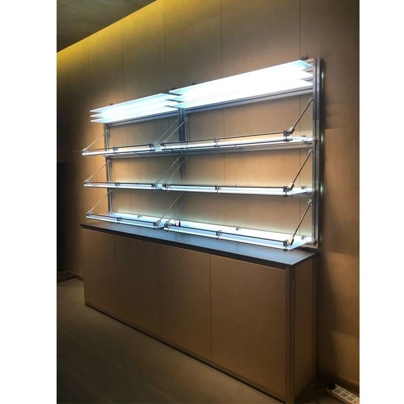 Luminous acrylic shelf display stand, optical axis shelf aluminum profile marine panel display case