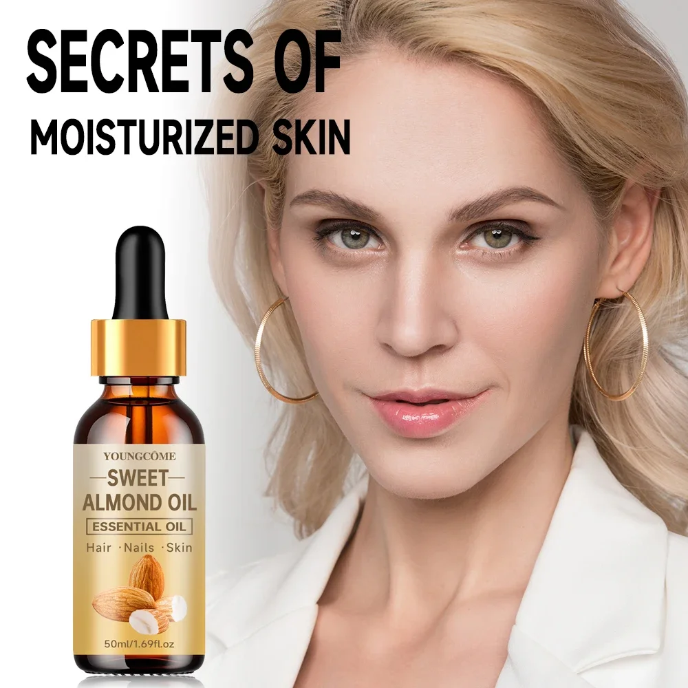 YOUNGCOME Reines natürliches süßes Mandelöl, ätherisches Öl, Haarfeuchtigkeitscreme, geeignet für Haare, Gesicht, Körper, geeignet für alle Haartypen