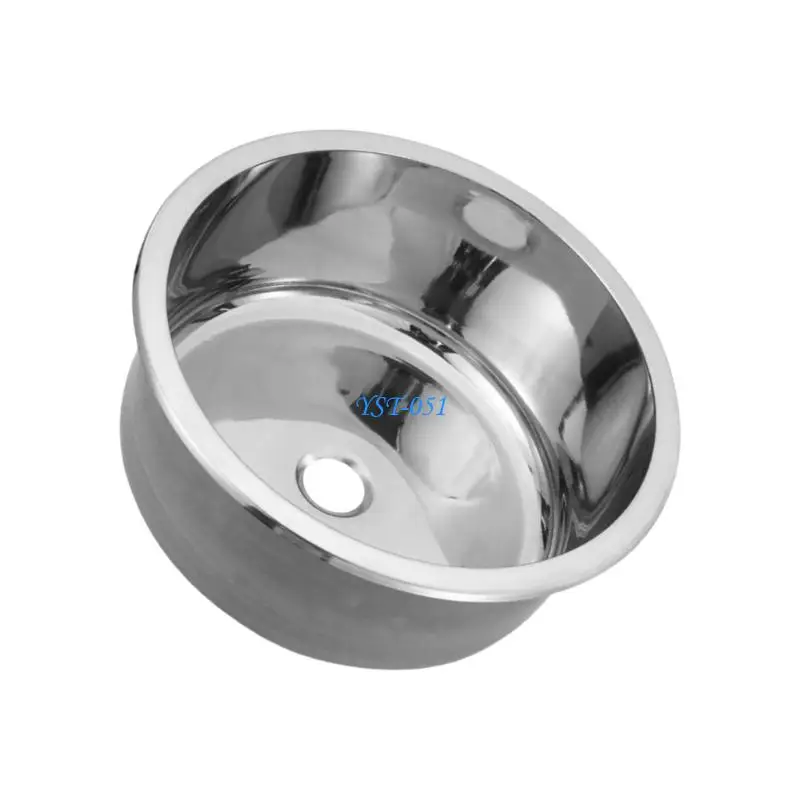 

E15A Stainless Steels Round Sink Single Basin Dishwashing Pool Bathroom Hand Wash Basin Sink for Restaurants and Studios
