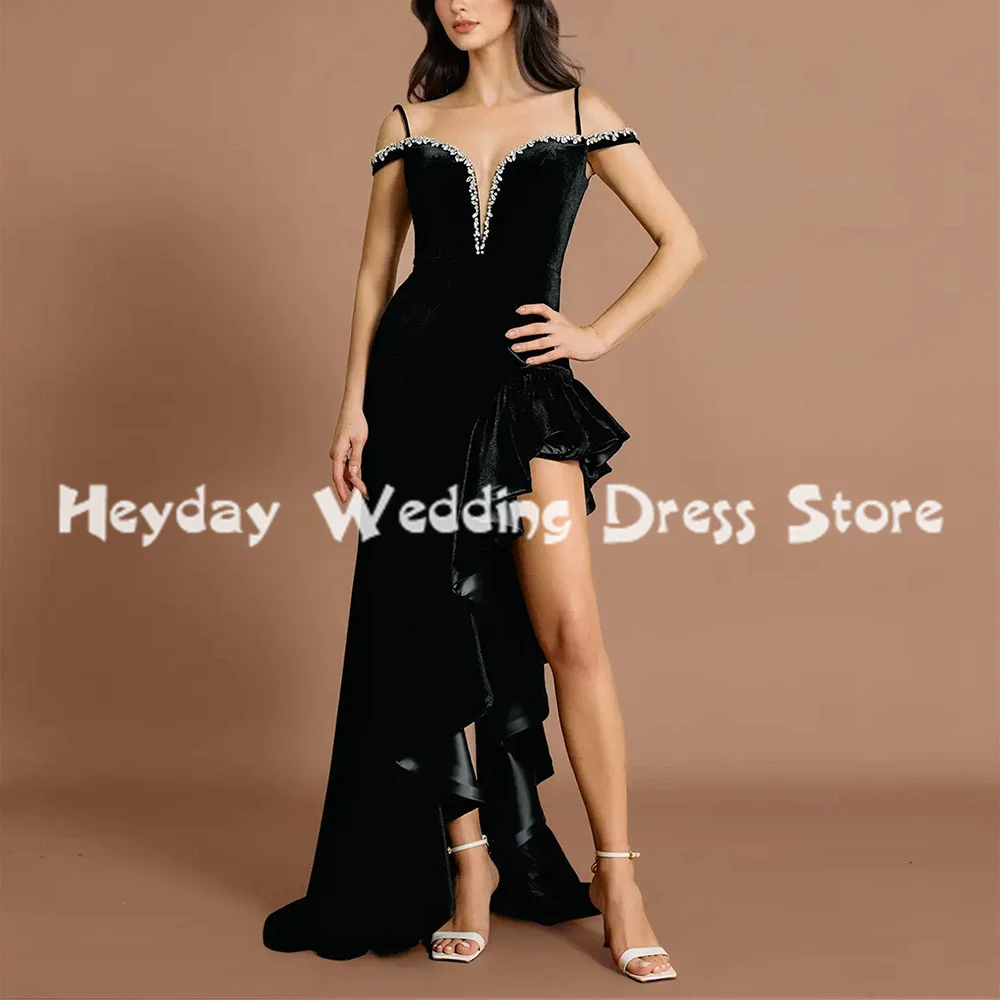 

Heyday Women's V-neck Ruffles Mermaid Beaded Draped Evening Dresses With Sleeveless Floor-Length Formal Elegant Dresses 2025