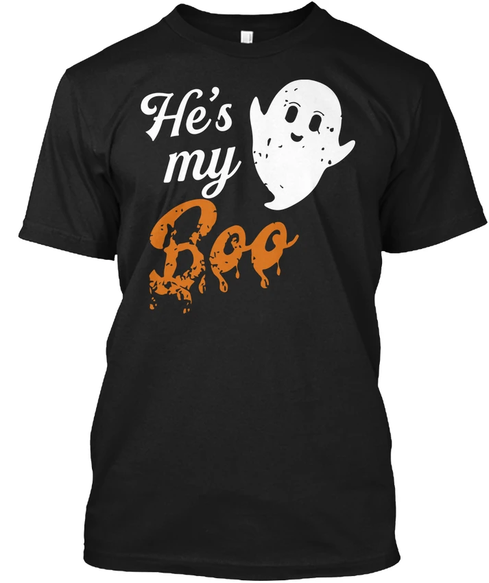 He's My Boo Funny Halloween for Couples T-Shirt 100% Cotton O-Neck Summer Short Sleeve Casual Mens Women's T-shirt Size S-3XL