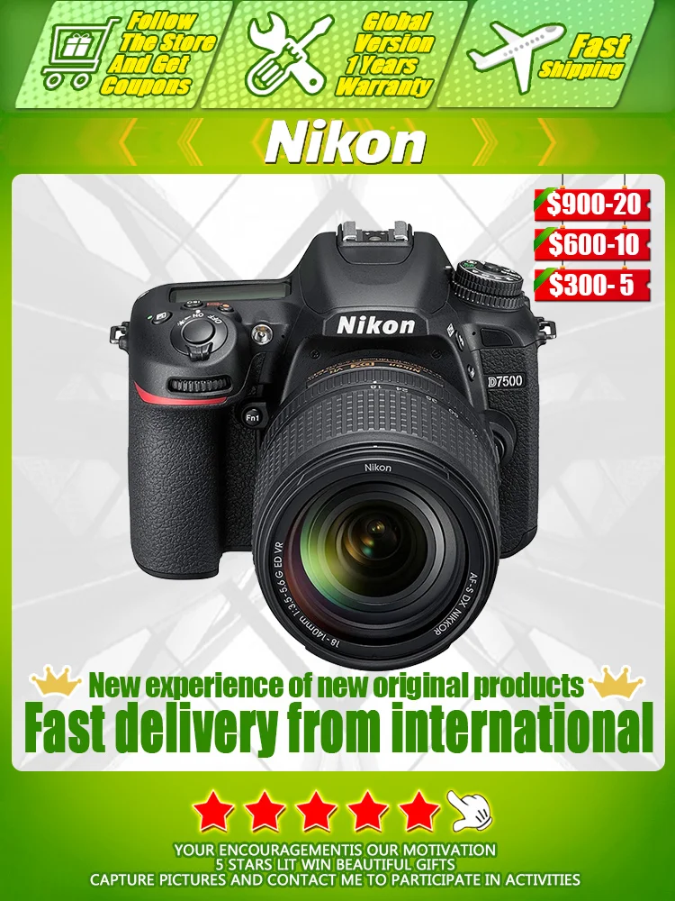 Nikon D7500 DX DSLR Camera APS-C 4K Video Professional Photography Cameras Body Or With AF-S DX 18-140mm F/3.5-5.6G ED VR Kit