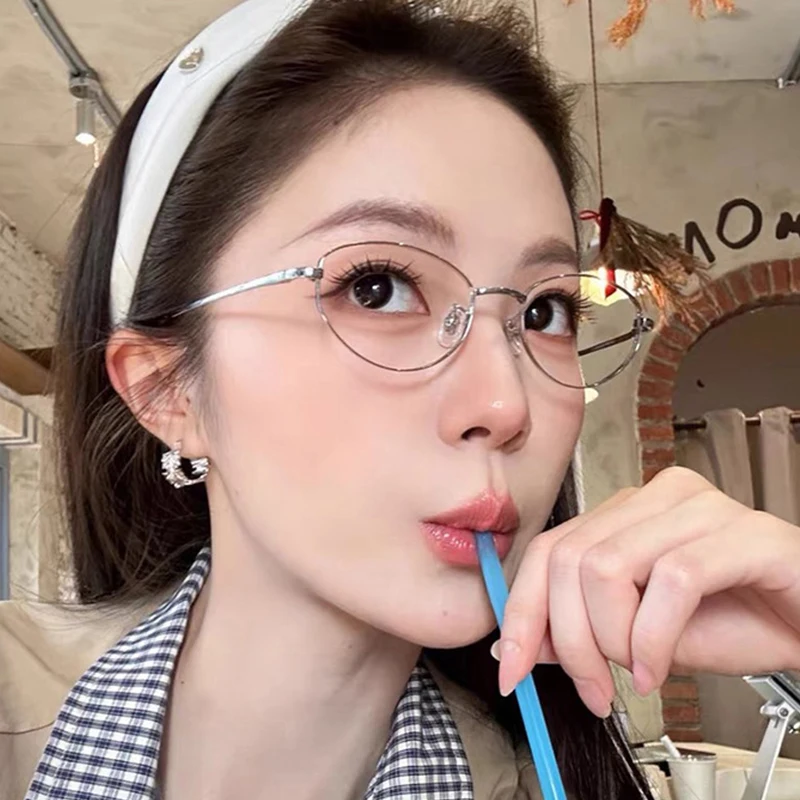 نظارات بيضاوية بإطار ذهبي معدني لكبار السن ومتوسطي العمر نظارات قراءة عصرية مضادة للضوء الأزرق 9218 #2