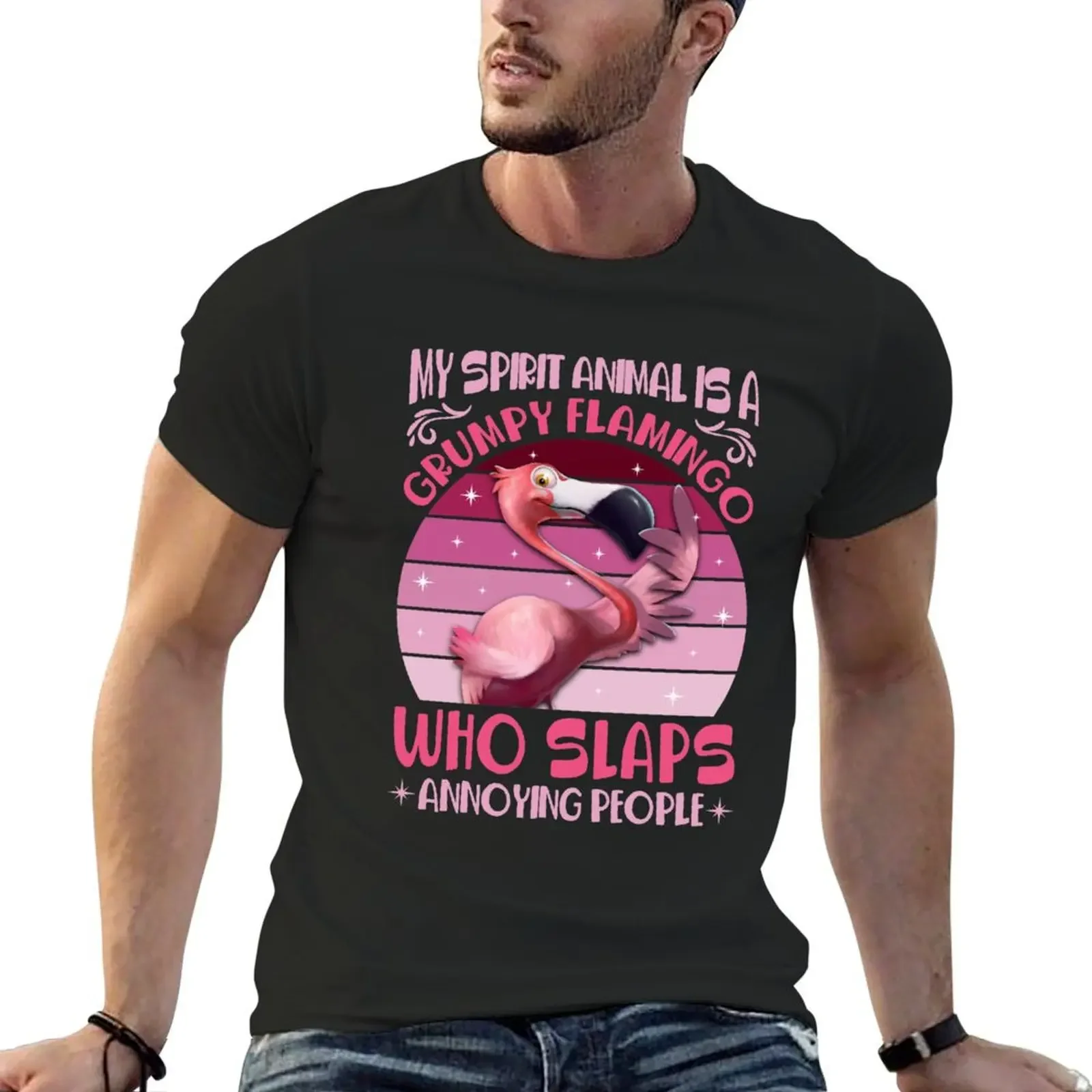 

Flamingo Lover My Spirit Animal Is Grumpy Flamingo T-Shirt Aesthetic clothing quick-drying mens graphic t-shirts funny