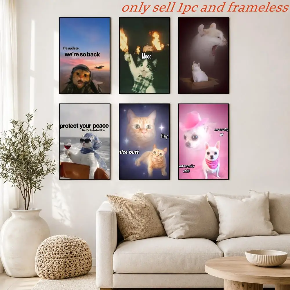 Poster Prints Cover Painting Wall Art Picture Living Room Home Decor Funny Internet Memes Popular Animals