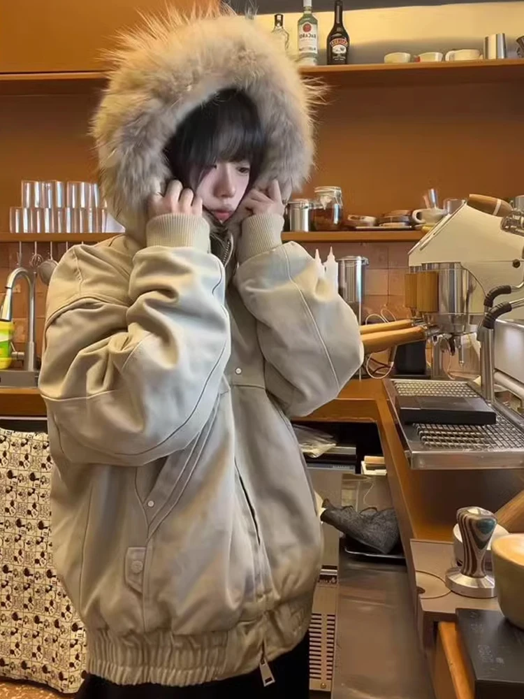 

Men's Fce Lined Thiened Hooded Jaet Cotton Coat Winter High End Warmth Sense Mountain Eagle Design Pure Ss