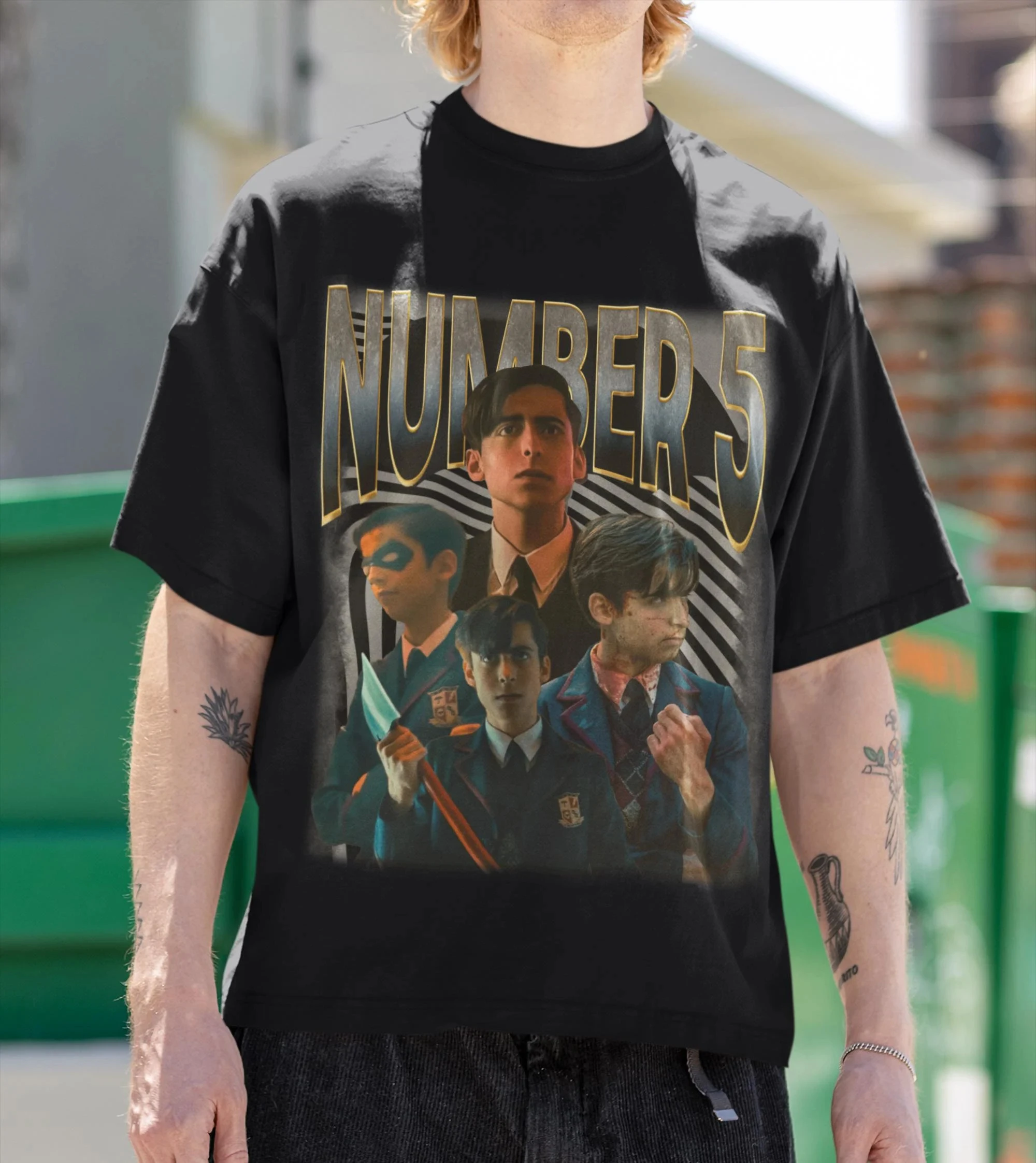 Camiseta unisex de algodón de The Umbrella Academy, camiseta número 5 de Aidan Gallagher, camiseta holgada y transpirable de verano para hombres y mujeres