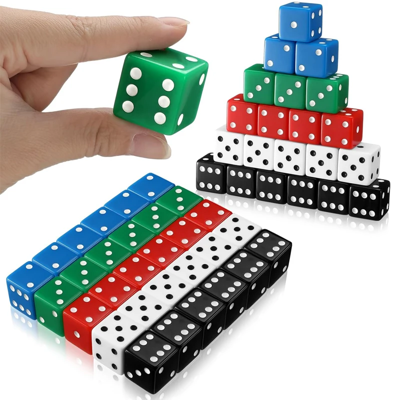 5PCS Acrylic Dice 25MM Drinking Family Friends Gathering Party Fun Role Playing Classroom Math Counting Board Games Accessories