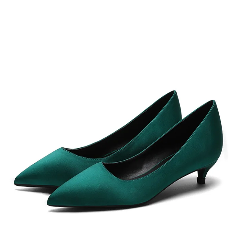 الحلو عادية 3 سنتيمتر كعب منخفض الأساسية الصلبة السيدات أشار تو خنجر عالية الكعب الانزلاق على أحذية الربيع مضخات للنساء حجم كبير #4