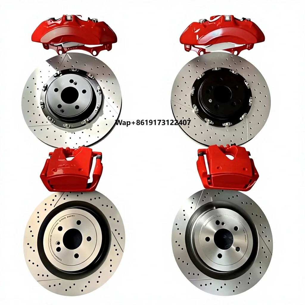 

Новый красный кованый тормозной комплект: передние 6-поршневые суппорты, задний 1-поршневой суппорт, перфорированные и слотированные диски 355-380-405 мм для X1, универсальная установка