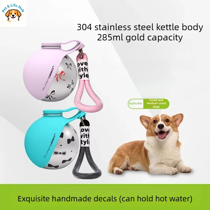 Bouteille d'eau pour animaux de compagnie en acier inoxydable-tasse à boire en plein air pour chien-bouteille d'eau portable pour chien en plein air fournitures pour animaux de compagnie bouteille