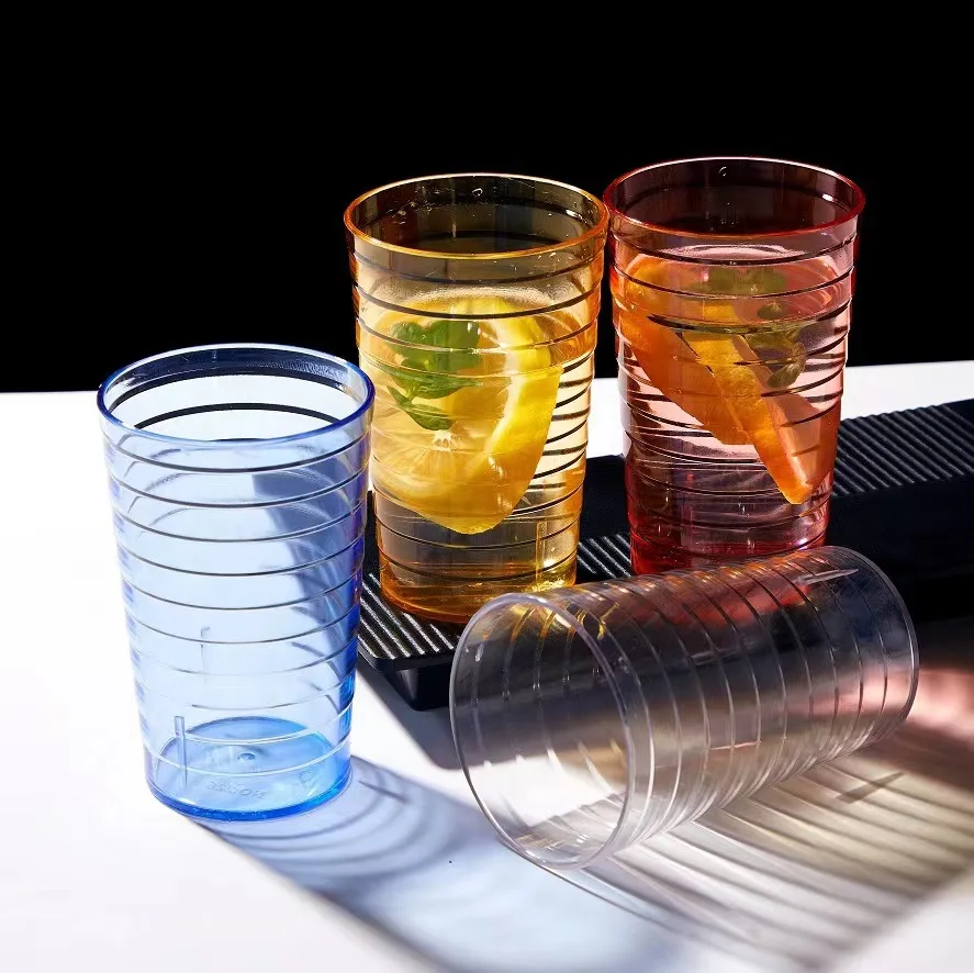 5pcs transparent plastic anti-fall cold water cup beverage cup water cup beer cup easy to carry - view 5