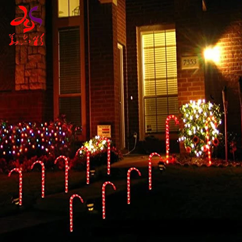 Decoração de natal ao ar livre cana-de-açúcar gigante escultura led exibição de natal ao ar livre luz padrão de cana-de-açúcar 3d