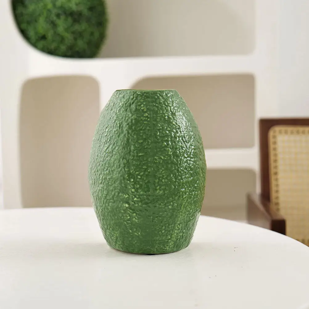 Avocado Shaped Ceramic Vase for Home Office Decor Desktop Bookshelf Dinning Table Modern Floral Arrangement Pot Creative Fruit