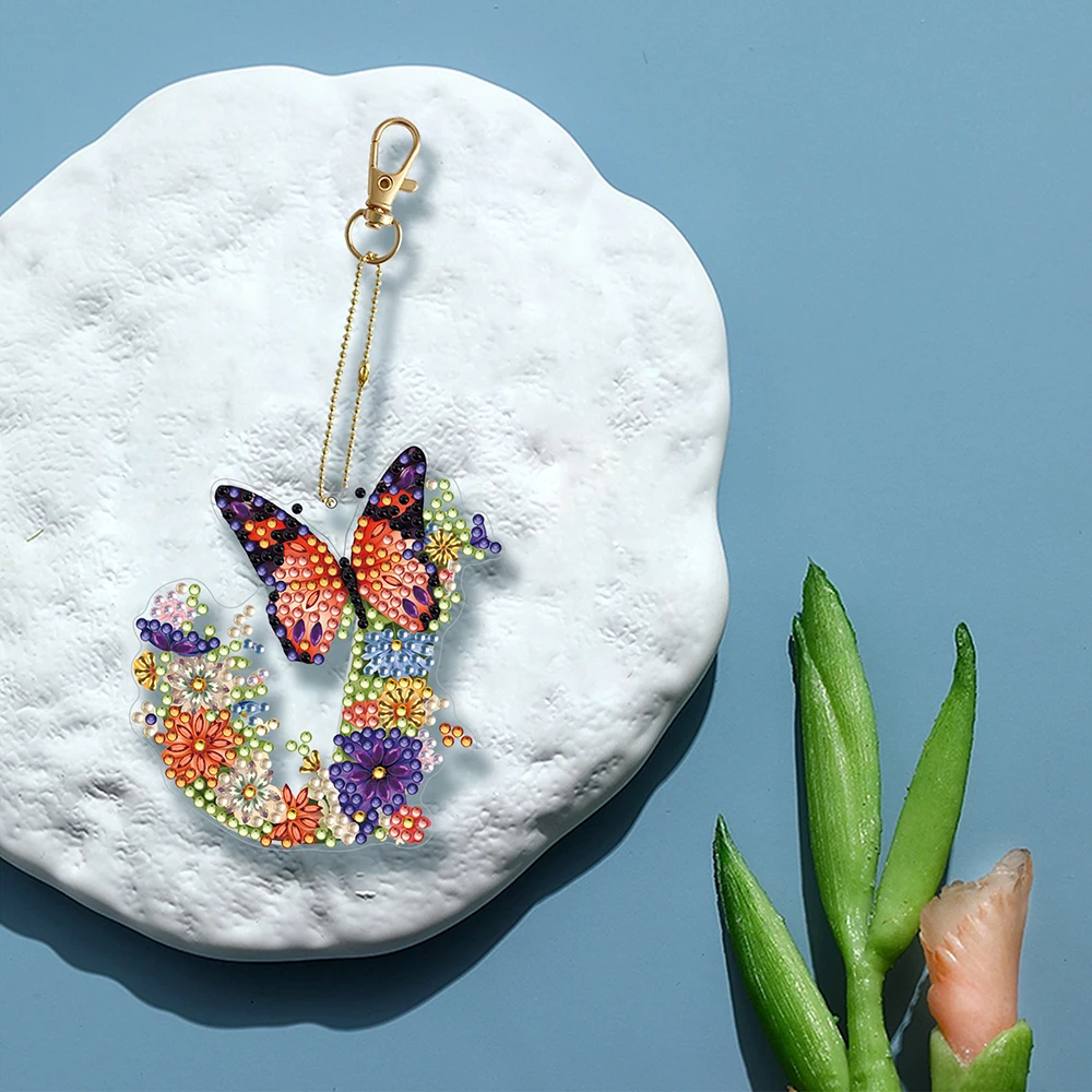HOMFUN A-Z letters Diamond Painting keychain, Special shaped Embroidery Decor, Keyring Pendant, Bag Ornament Name Gender Gift
