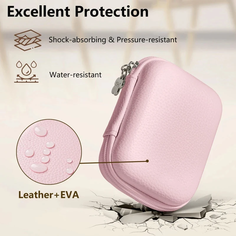 Digital Camera Case Bag Small Travel Compact Camera Holder with Mesh Pocket for Accessories SD Card (Pink) view 3
