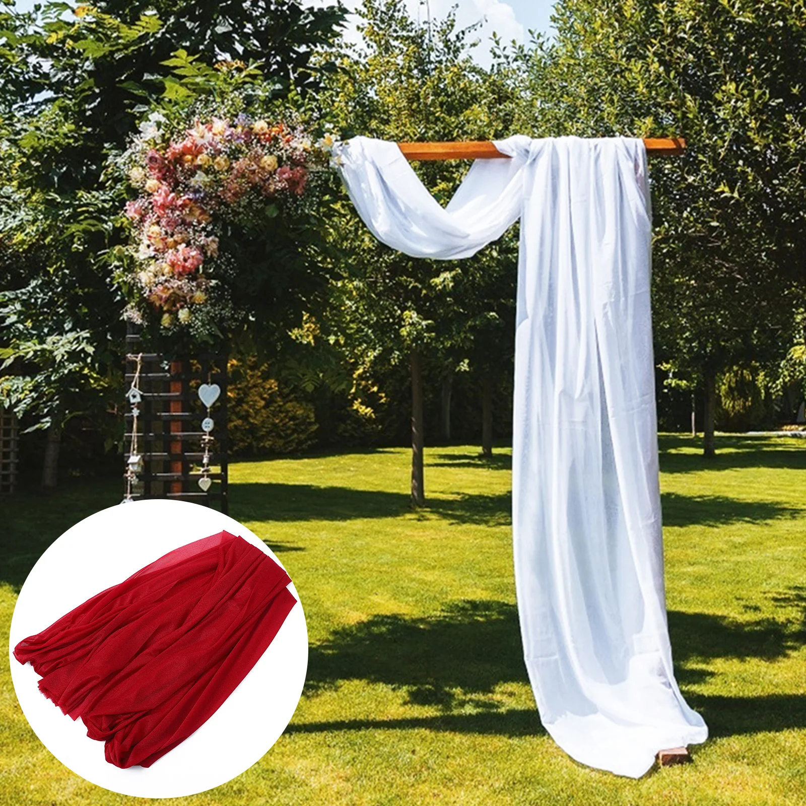 

Polyester Wedding Drapery Decor Curtain Background Cloth Stretch Yarn Valance Reusable Soft Non Wrinkle Window Dressing