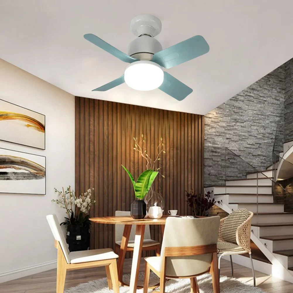 E27 Socket White Ceiling Fan with Remote Control 14W LED Replacement Light Bulb/Ceiling Fan Dimmable for Garage Kitchen Bedroom