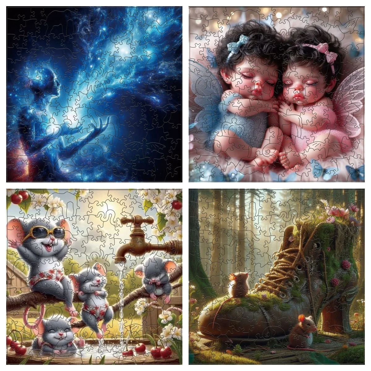 

ZFX Deer Two babies Dragon Bird Animal Puzzles Unique Shape High Quality Jigsaw Puzzle Wooden Puzzle Best Gift For Child