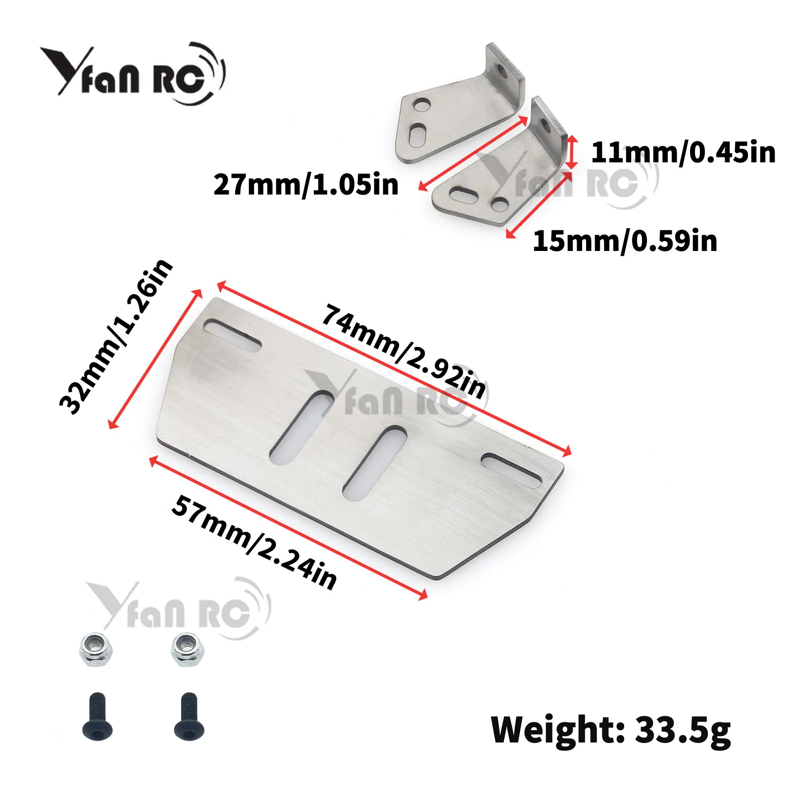 Piastra paramotore per armatura anteriore in acciaio per parti di aggiornamento per auto cingolate TRX4 Axial SCX10 1/10 RC