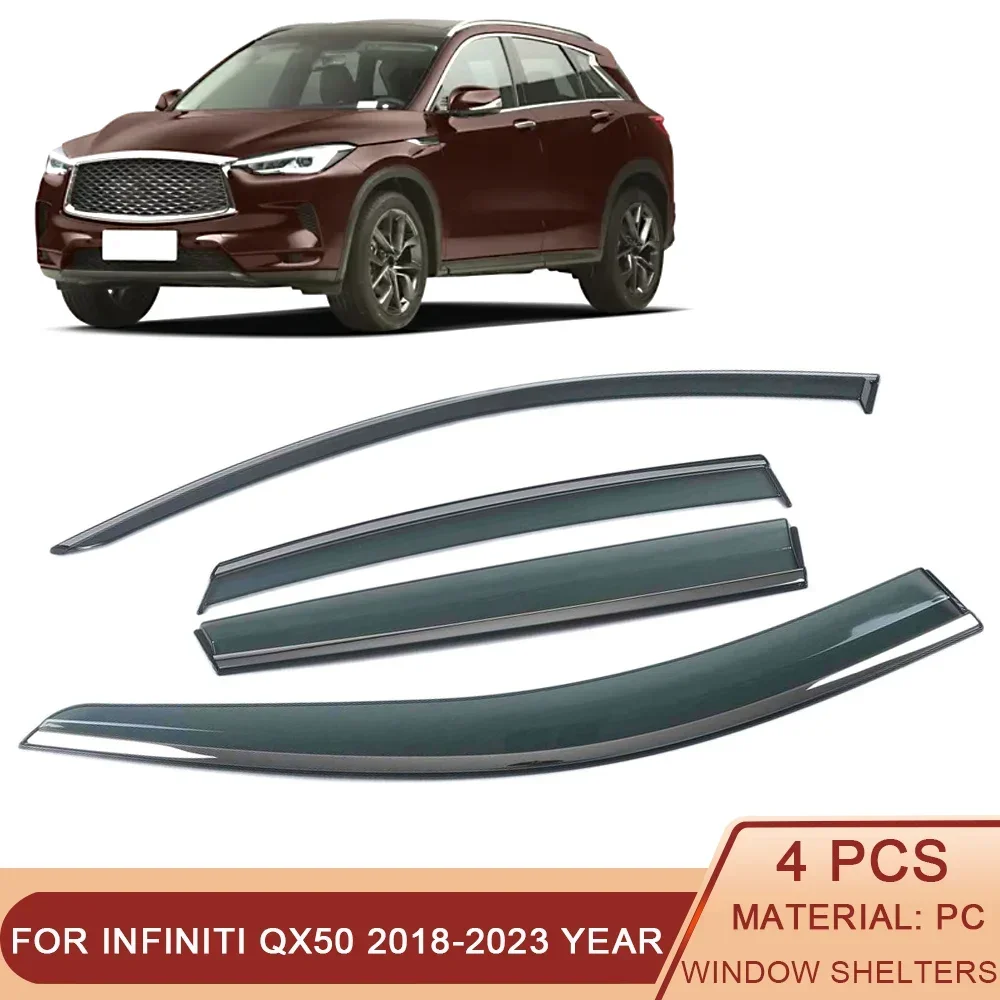 

For Infiniti QX50 2018-2023 Car Window Sun Rain Shade Visors Shield Shelter Protector Sticker Exterior Accessories