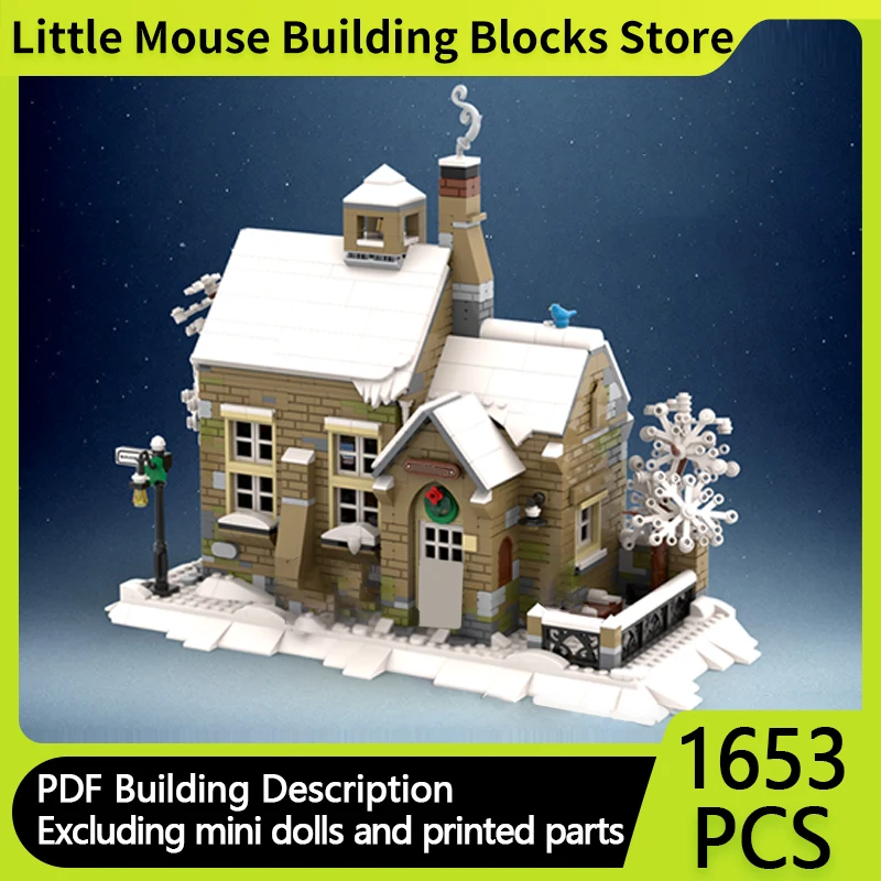 

City Street View Model MOC Building Bricks Winter Village School Modular Technology Gifts Holiday Assemble Children Toys Suit