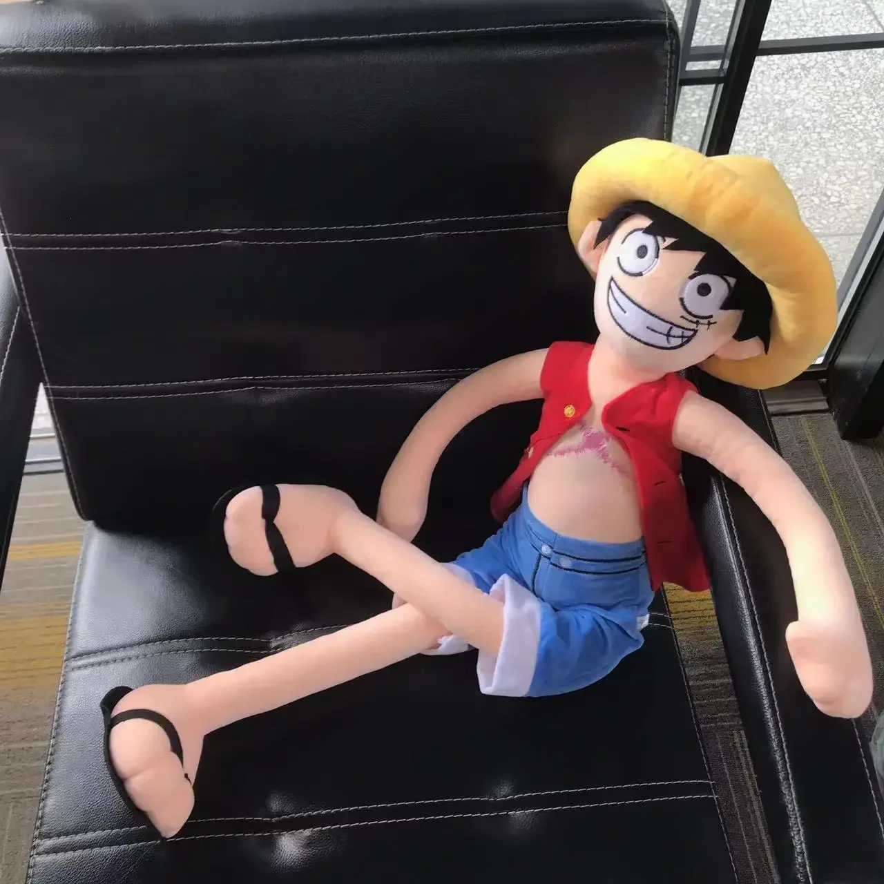 Vip grande 85cm uma peça luffy pelúcia sufed brinquedo boneca amigo da criança modelo de algodão macio cama segurar travesseiro decoração para casa crianças/presente do bebê