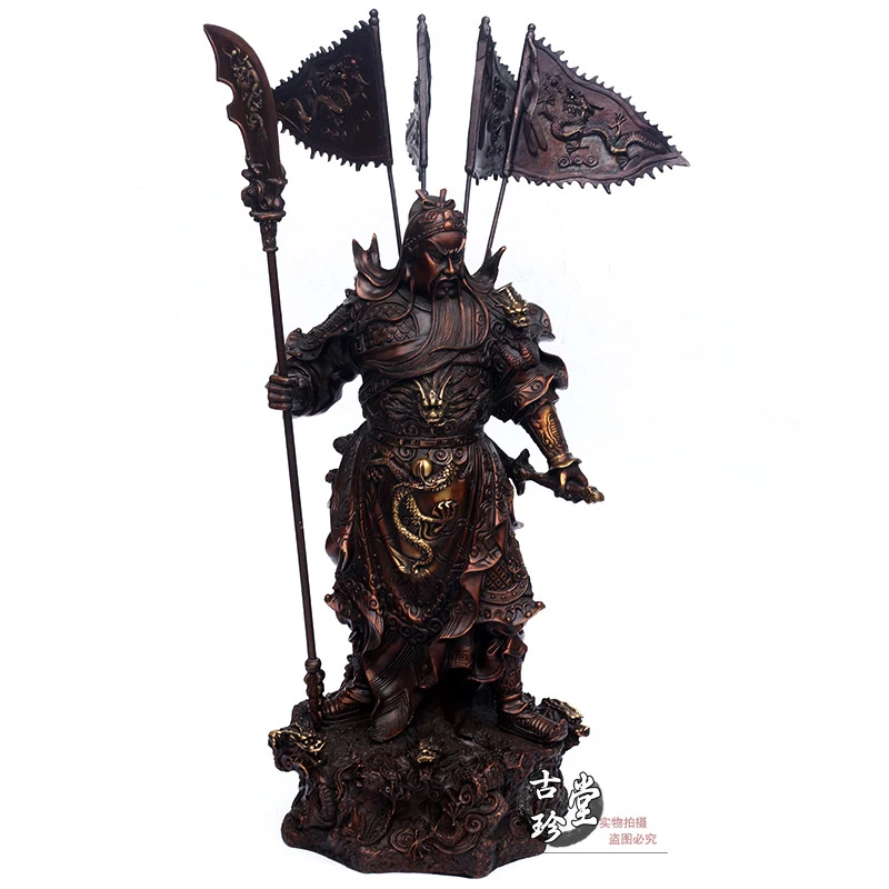 Wholesale Copper Gong Statue From Qiongliang, A Wealth God With A Flag, A Gift For Business Openings, Guan Er Ye Ornaments,