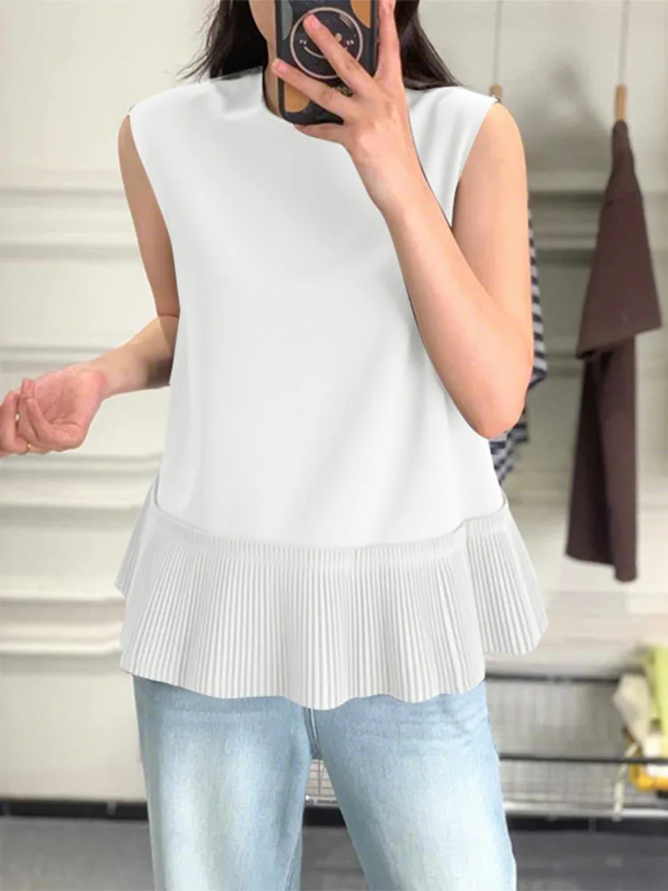 

ZANZEA Women Sleeveless Tank Tops Summer Korean Tees 2025 Fashion Tanks Camis Solid Color Ruffled Top Casual Loose Stylish Shirt