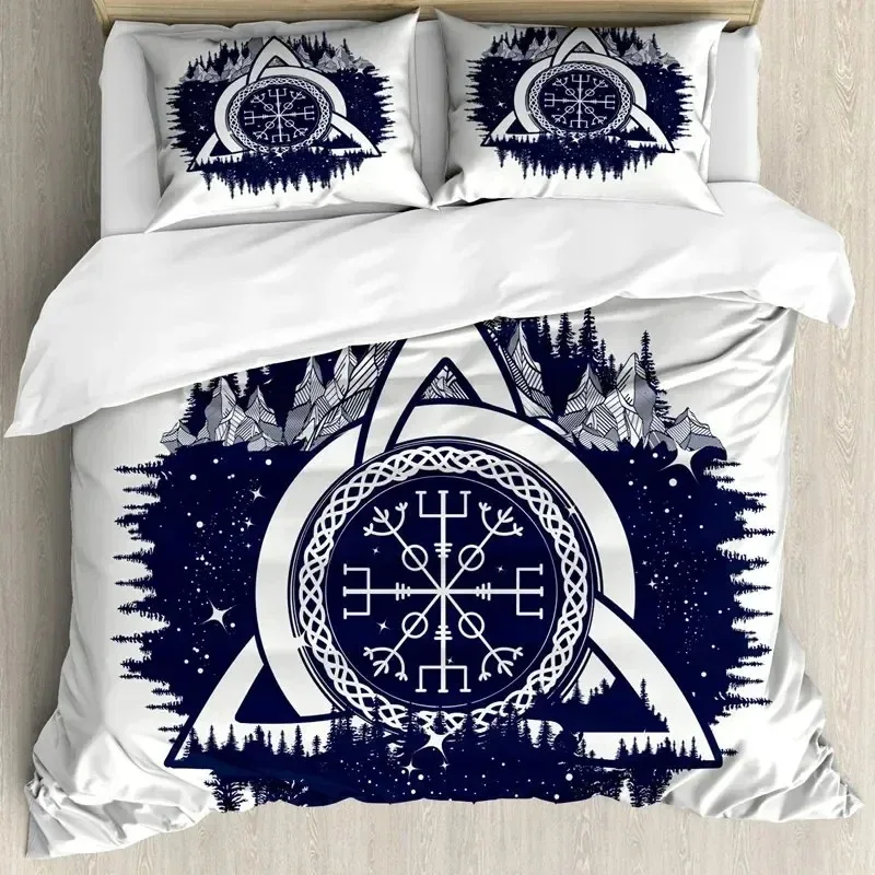 Viking Duvet Cover Set Mjollnir Bedding Set Scandinavian Folklore Motifs Northern Germanic Culture Comforter Cover Pillowcases