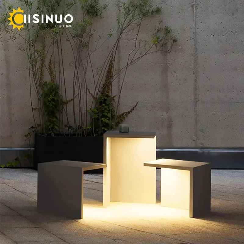 Outdoor Waterproof Lawn lamps Rainproof Villa Courtyard table Seat Light Solar Simple  Garden Terrace Balcony Table Chair Llight