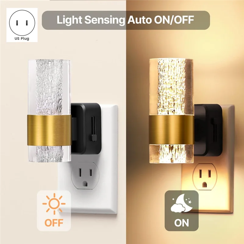 AT51-LED Night Lights Plug Into Wall 2-Pack, 3000K Plug In Night Light Dusk To Dawn Sensor, Adjustable Brightness