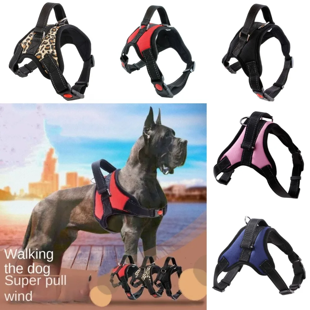 No Pull Dog Harness Breathable Adjustable Pet Chest Strap Soft Nylon Walking Harness For Medium And Large Dogs