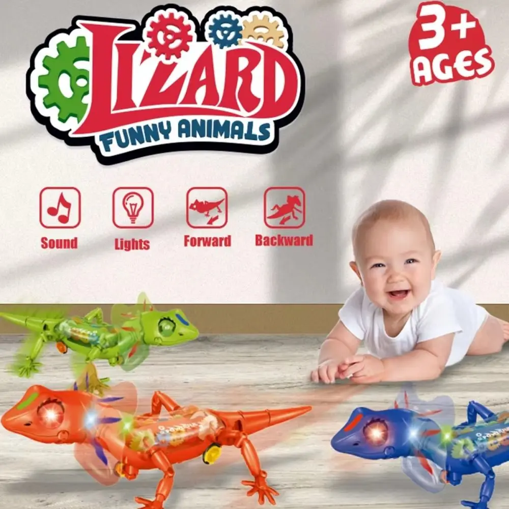 

Robotic Model Electronic Pets Lizard Sounds Lights Transparent Lizard Walking Electronic Anime Lizard