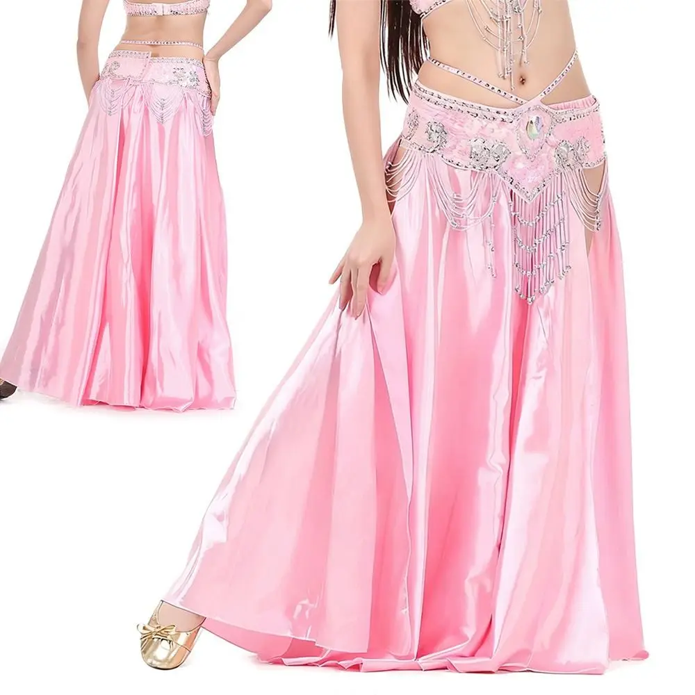 Falda de baile de gasa a la moda, falda española brillante con borlas, falda bohemia para el sol, falda de danza del vientre, disfraces de espectáculo