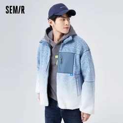 Semir Jacket Men Winter High Street Gradient Color Fashion Polar Fleece Warm Trendy Loose Jacket