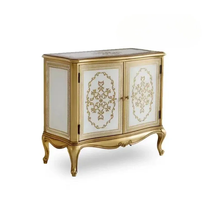 

Italian porch cabinet yellow two-door cabinet European living room porch storage cabinet